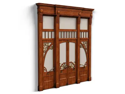 Door0015 wooden door with ornate carvings 3D model