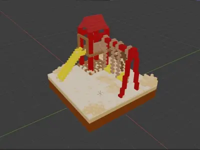 Voxel Child Park Low-poly 3D model