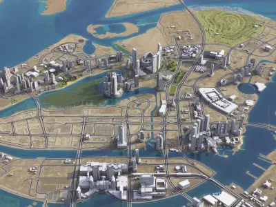 Al Reem Island - Abu Dhabi - 3D City Model Low-poly 3D model