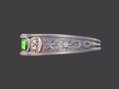 Celestial Scrollwork Ring 3D print model