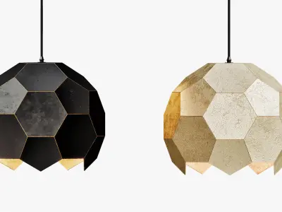 Polyhedron Pendant Antique Gold And Black 3D model