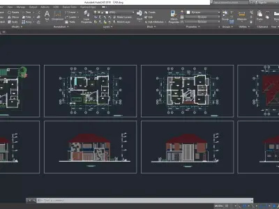 Villa C4 - 2d dwg pdf render - without 3d 3D model