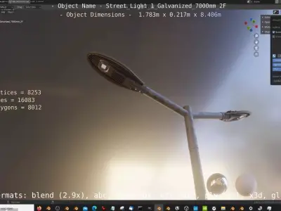 Street Light 1 Galvanized 7000mm 2F Low-poly 3D model