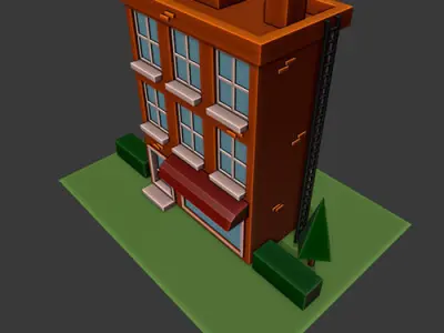 Low poly Building brick Low-poly 3D model