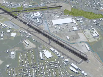 Birmingham Suttlesworth Airport 10km Low-poly 3D model
