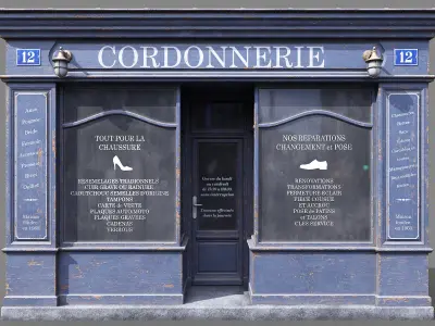 Parisian vintage storefront 3 Low-poly 3D model