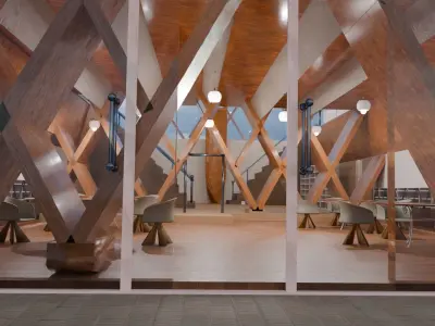 Modern Book Library 3D model