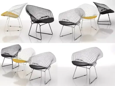 Bertoia Small Diamond Chair 3D model