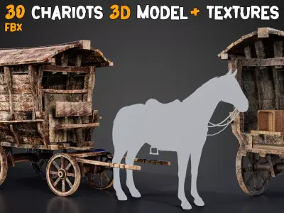 30 Chariots 3D Models and 4K Textures 3D model