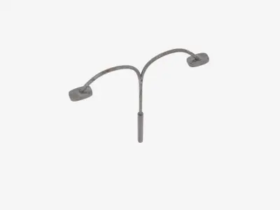 Twin Rust Curve Lamp Pole  Low-poly 3D model