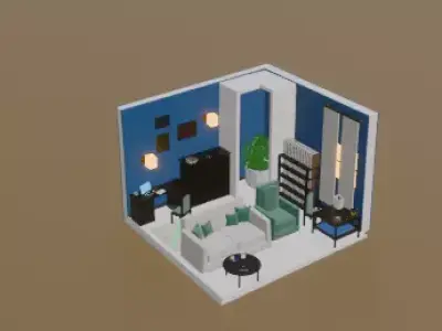 The Vintage Spirit Room Animated Isometric Scene  3D model