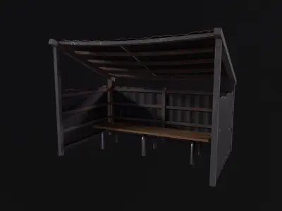 Bus stop Low-poly 3D model 3