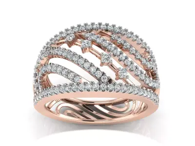 Light Weight Rose Gold Diamond Ring  -EZ R-293 3D print model
