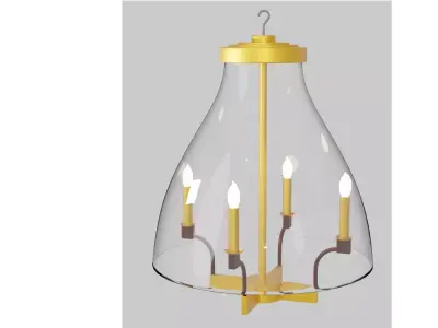 Chandeliers glass pendant light with three candle holders 3D model