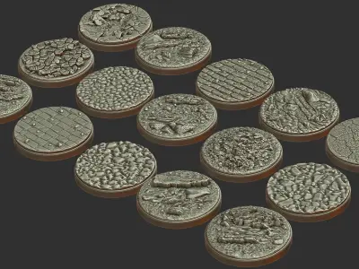 PACK 3 - 15 MINIATURE BASES 50mm 3D Print Ready 3D print model