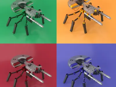 Sci-fi Spider bot  Low-poly 3D model