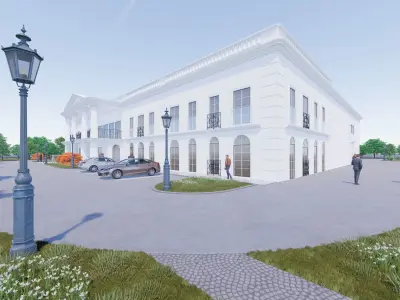 Courthouse building Low-poly 3D model