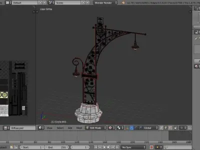 Streetlight Antoni Gaudi i Cornet and Pere Falques Low-poly 3D model