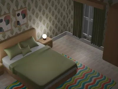3D Bedroom Interior Free 3D model