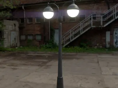 Double Lamp Post 2 Low-poly 3D model