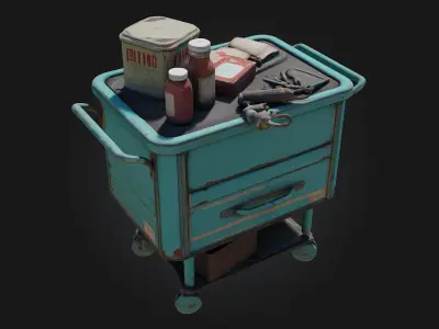 Medical Supply Cart  Essential Detail for Clinical and Emergency 3D model