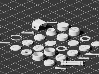 32 mini collection of mecha kitbash set 3D model