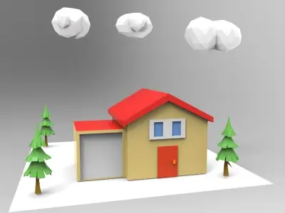 simple house Low-poly 3D model