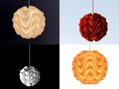 L K 172 four different colored lamps hanging from ceiling 3D model