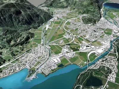 Cityscape Interlaken Bernese Oberland Switzerland 3D model