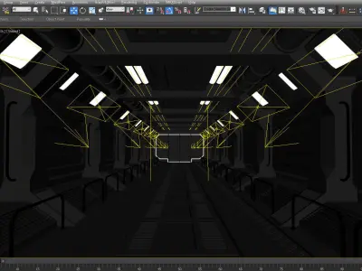 SCI FI INTERIOR SCENE SPACE SHIP CORRIDOR Low-poly 3D model