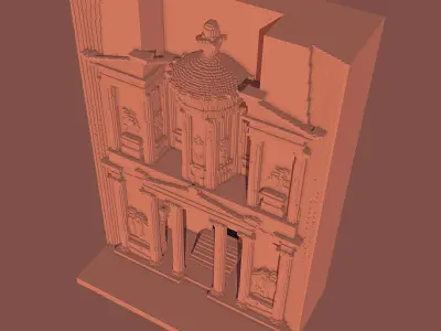 Voxel Treasury of Petra Low-poly 3D model