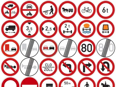 Czech Prohibitive Traffic Signs Low-poly 3D model
