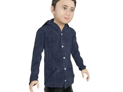 Boy real cloth simulation conversation loop animation 4 3D model
