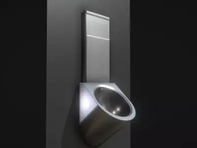 Metal Urinal Basin Textured High-Poly Version 3D model
