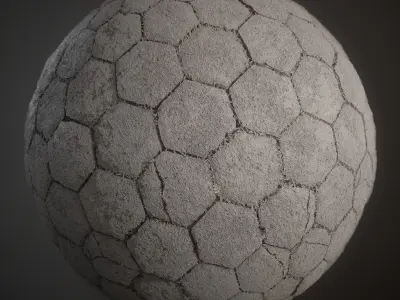 Hexagonal Concrete Tiles Material 3D model