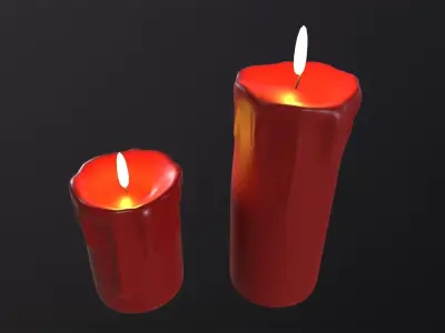 Candles 3D Model two Low-poly 3D model
