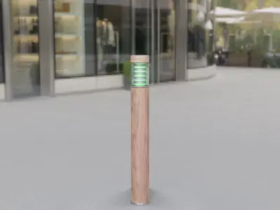 Light Column made of wood 16 - Low-Poly Street-Light Set-9 Low-poly 3D model