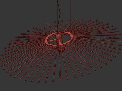 GALAXy pendant light with wooden sticks hanging from ceiling 3D model