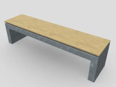 Bench 2 made of concrete and wood Low-poly 3D model