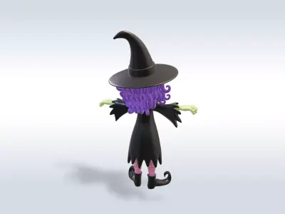 Adorable Witch Halloween Character 3D model purchase