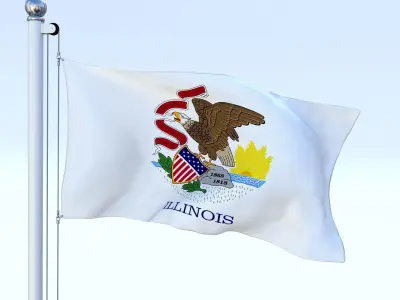 Animated Illinois Flag Low-poly 3D model