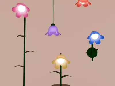Flower Lamp set 3D model