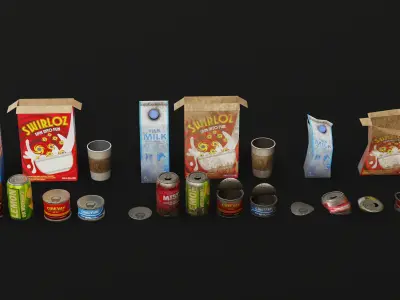 Urban Trash Props - Clean Dirty And Crushed Products Low-poly 3D model