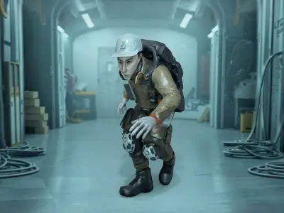 Practical Robot Maintenance Technician 3D Character Low-poly 3D model