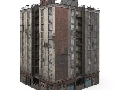 Urban Residential Building 3D Model Low-poly 3D model purchase