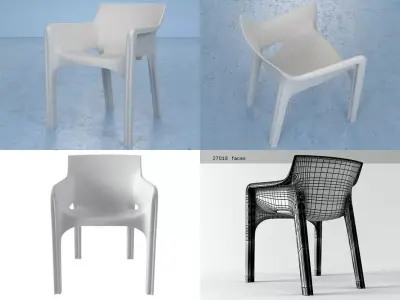 T N G four plastic chairs 3D model
