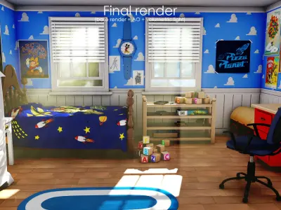 3D Cartoon bedroom environment from Toy Story 3D model