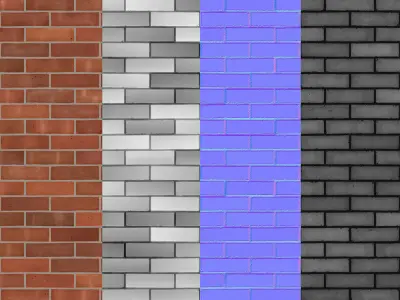 Red Brick Tiles Material PBR 200 x 200 cm Texture