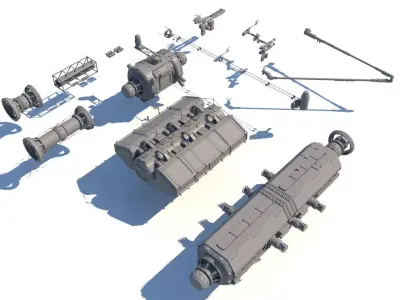 Sci Fi Space Station Set 3D model