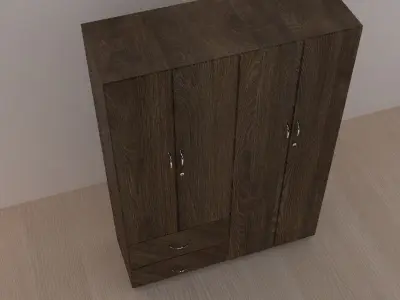 Wooden Cabinet Low-poly 3D model Low-poly 3D model